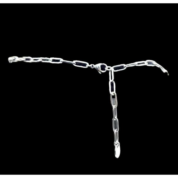 New Tocara Silver Link Necklace Stainless Steel Paperclip Chain Choker Clarisse - Picture 3 of 10